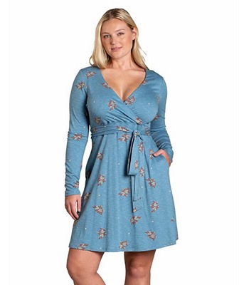 Blue Toad&Co Cue Wrap Long Sleeve Dress