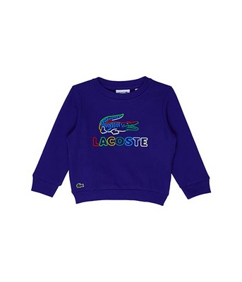 Blue Lacoste Kids Rainbow Logo and Croc Classic Crew Neck