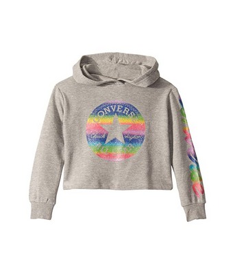 Gray Converse Kids Chuck Patch Cropped Hoodie