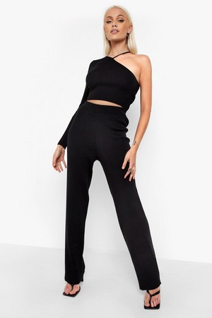 Knitted Top And Trouser Co-Ord, Black, M, Black