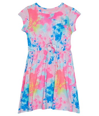 Multicolor Hurley Kids Short Sleeve Cutout Dress