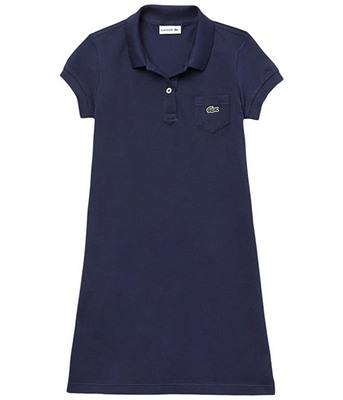 Navy Lacoste Kids Classic Pique Dress with Pocket