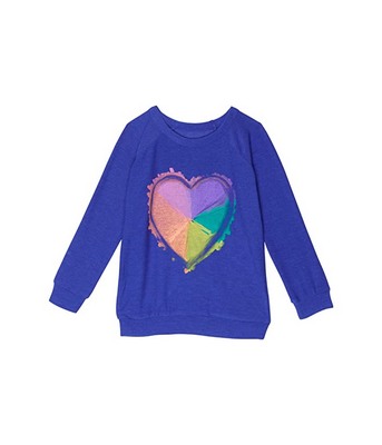 Olive Chaser Kids Rainbow Heart RPET Cozy Knit Raglan Pullover