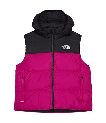 Pink North Face Kids Reversible North Down Hooded Vest