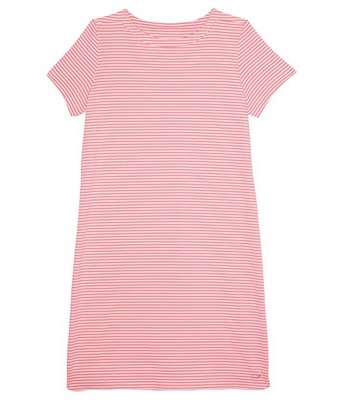 Pink Vineyard Vines Kids Short Sleeve Stripe Sankaty Dress