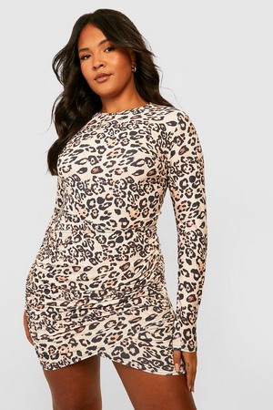 Plus Leopard Slinky Top   Skirt Co-Ord, Brown