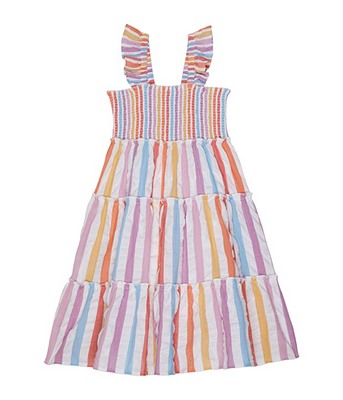 White Roller Rabbit Kids Rainbow Stripe Ceri Dress