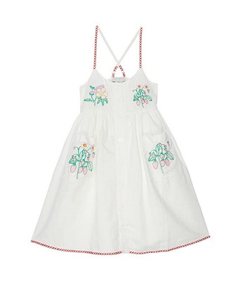 White Stella McCartney Kids Dress with Flower Embroidery