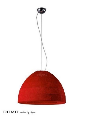Il60013 domo 3 light red crinkle fabric pendant
