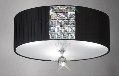 Diyas il31172/bl evelyn black and crystal flush ceiling light