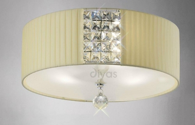 Diyas il31172/cr evelyn cream and crystal flush ceiling light
