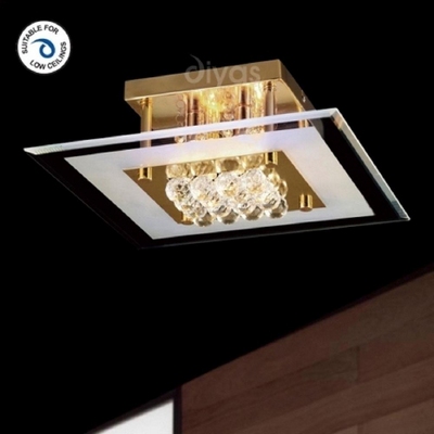 Il32024 delmar 6 light gold and crystal flush ceiling lamp