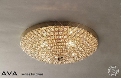 Il30757 ava 6 light french gold & crystal ceiling light