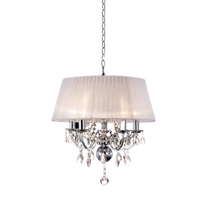 Il30046 olivia 5 lt chrome crystal pendant with white shade