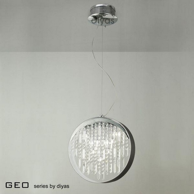 Il30233 9 light chrome and crystal ceiling pendant lamp