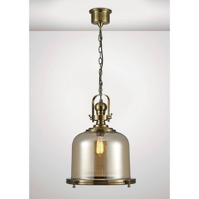Diyas il31595 riley 1 light large bell pendant in antique brass - dia: 430mm