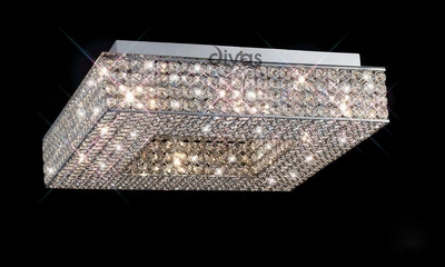 Diyas il30432 piazza polished chrome crystal flush ceiling light
