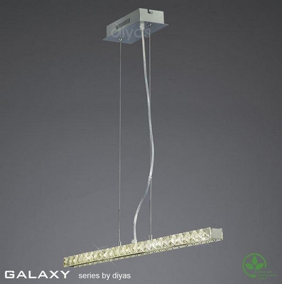 Il80045 galaxy led chrome & crystal linear ceiling pendant