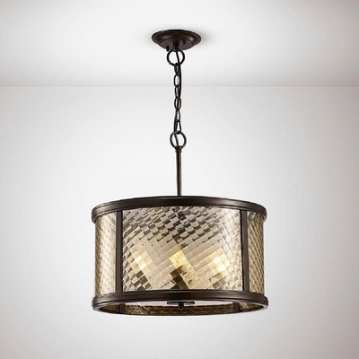 Diyas il31677 asia 4 light ceiling pendant in oiled bronze and amber glass