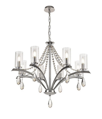 Diyas il32798 rhea 8 light multi arm ceiling pendant in polished chrome with clear glass shades