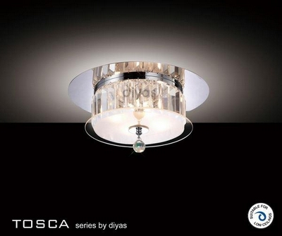 Il30241 tosca chrome and crystal 4 light flush ceiling lamp