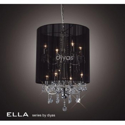 Diyas il30068 ella crystal chandelier with black shade