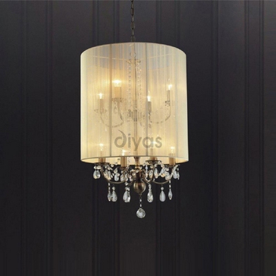 Diyas il30069 ella crystal chandelier with cream shade