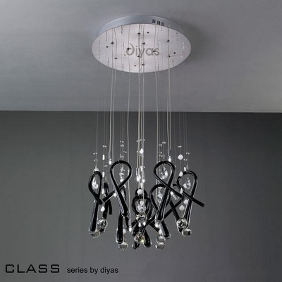 Il50401 class black glass and crystal 10 light pendant