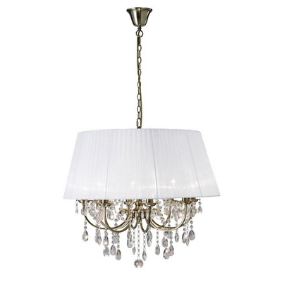 Diyas il30057/wh olivia 8 light ceiling pendant in antique brass with white shade