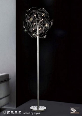 Il30175 messe 12 chrome and crystal floor lamp