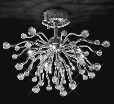 Diyas il30870 tizio polished chrome crystal ceiling light