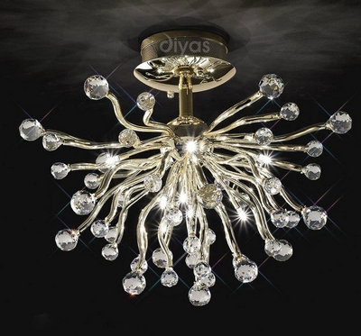 Diyas il30875 tizio gold and crystal ceiling light