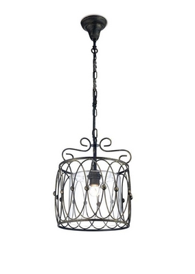 Diyas il31580 malcolm 1 light ceiling pendant in black gold and clear glass