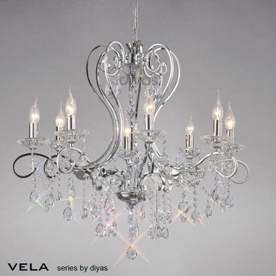 Diyas il31368 vela crystal chandelier light in polished chrome
