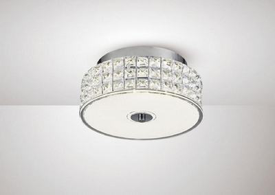 Diyas il80020 hawthorne led small round flush ceiling light in chrome - dia: 280mm