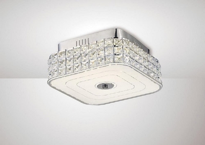 Diyas il80022 hawthorne led small square flush ceiling light in chrome - l: 280mm