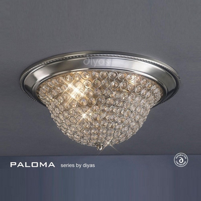 Il31135 paloma 3 light satin nickel flush ceiling light