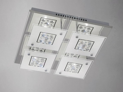 Diyas il31252 cosmic frosted glass and crystal flush ceiling light