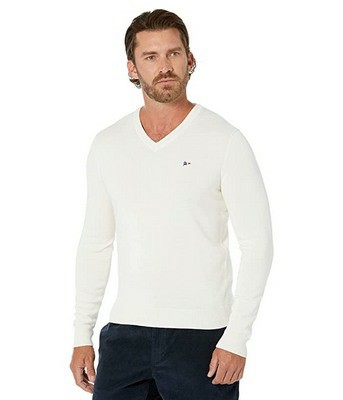 Men's Faconnable Nacre V-neck Flag Organic Cotton Sweater 12gg